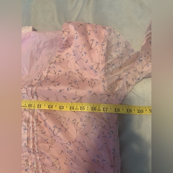 Showpo. Australia Pink Floral Long Sleeve Drop waist dainty frilly light dress 6 - Picture 7 of 7